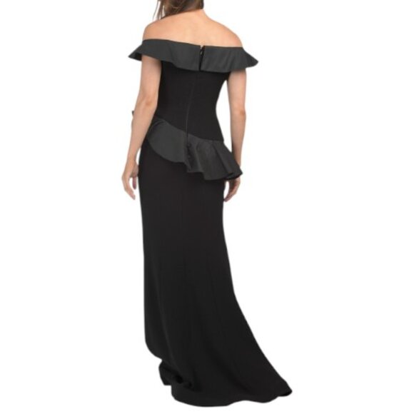 TERI JON Black Taffeta Trim Gown - Picture 2 of 3